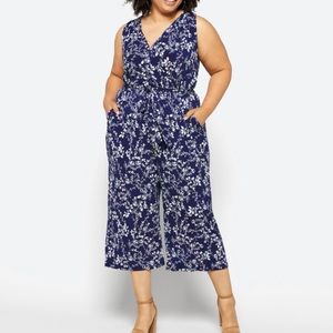 Kayleigh Blue floral jumpsuit sleeveless